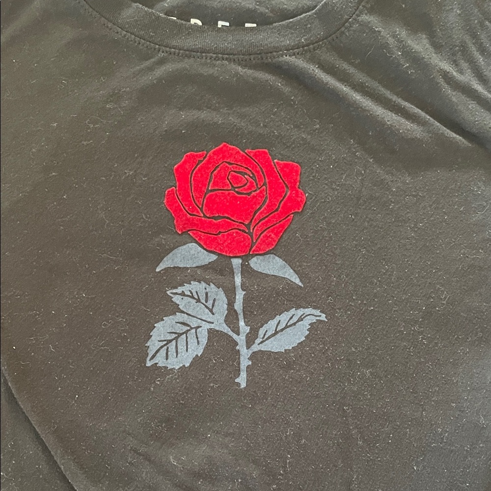 Aeropostale Black Tee with Red Rose Design - Picture 2 of 6